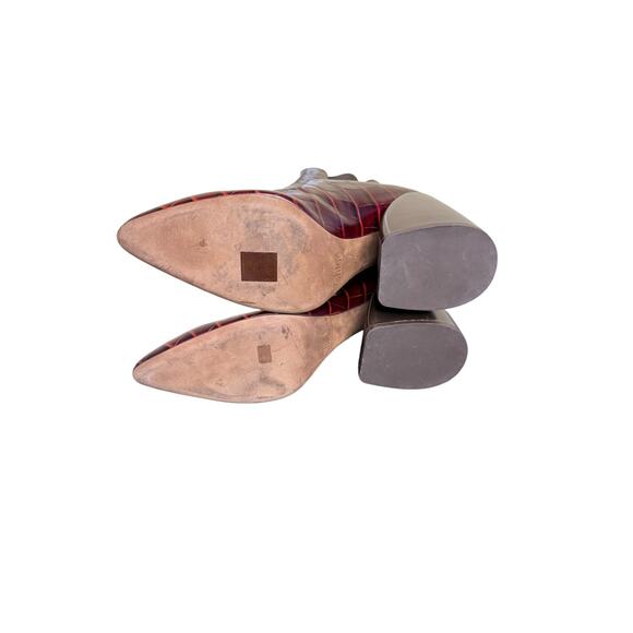 Chloe Wave Croc-Embossed Leather Chelsea Boots in Brown Size 40 - Picture 10 of 12